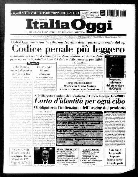 Italia oggi : quotidiano di economia finanza e politica